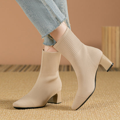 Bottes Chaussettes Femme à Talon