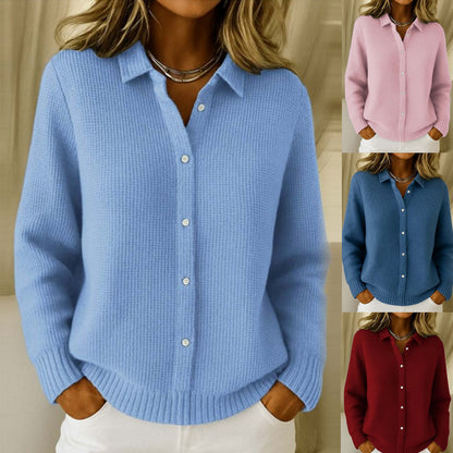 Pull Chemise Femme en Maille Douce à Boutons