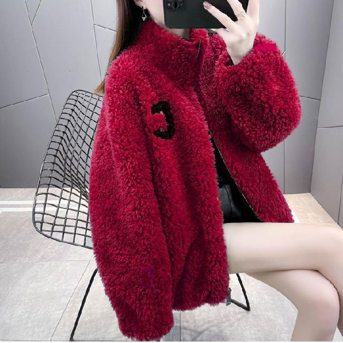 Veste Douce Style Teddy avec Fermeture Zippée