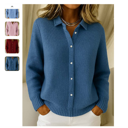 Pull Chemise Femme en Maille Douce à Boutons