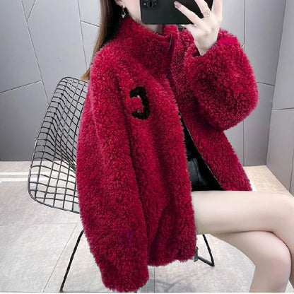 Veste Douce Style Teddy avec Fermeture Zippée
