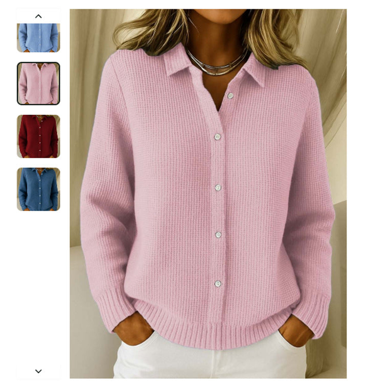 Pull Chemise Femme en Maille Douce à Boutons
