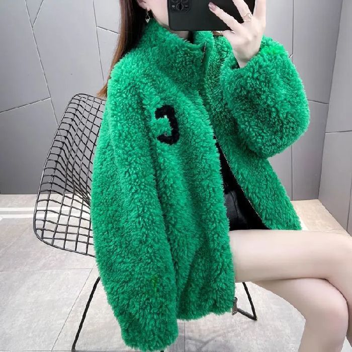 Veste Douce Style Teddy avec Fermeture Zippée