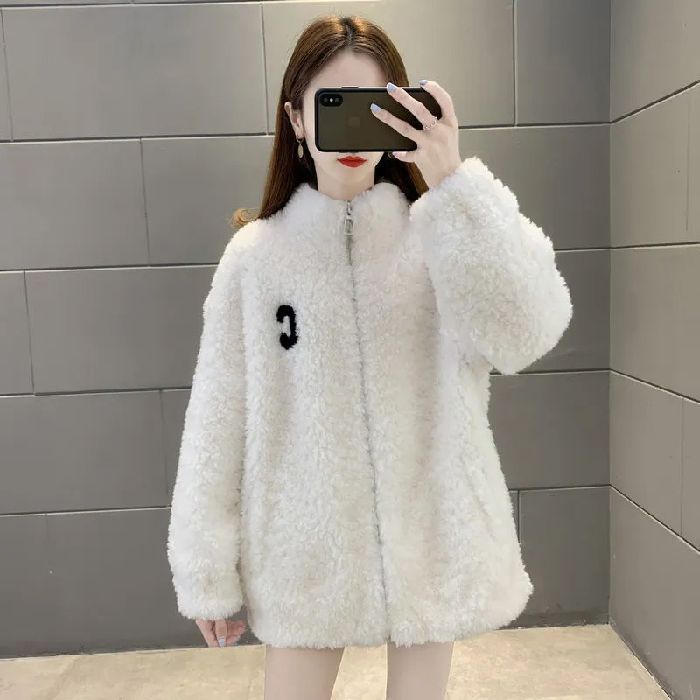 Veste Douce Style Teddy avec Fermeture Zippée