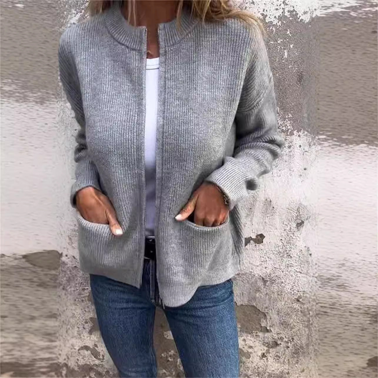 Gilet Maille Zippé Femme