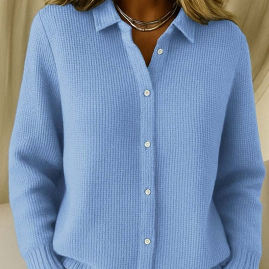 Pull Chemise Femme en Maille Douce à Boutons