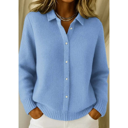 Pull Chemise Femme en Maille Douce à Boutons