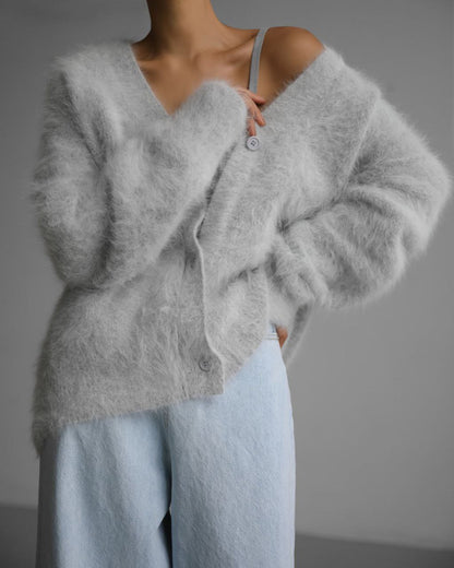 Cardigan Long Effet Mohair
