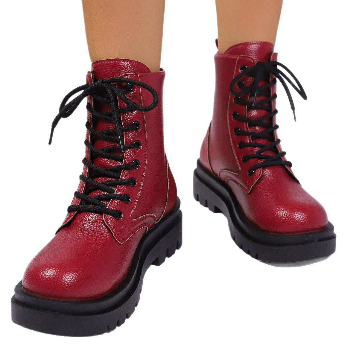 Bottines Style Urbain à Lacets et Semelle Épaisse
