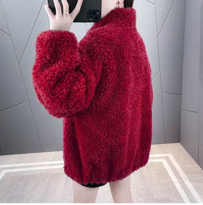 Veste Douce Style Teddy avec Fermeture Zippée