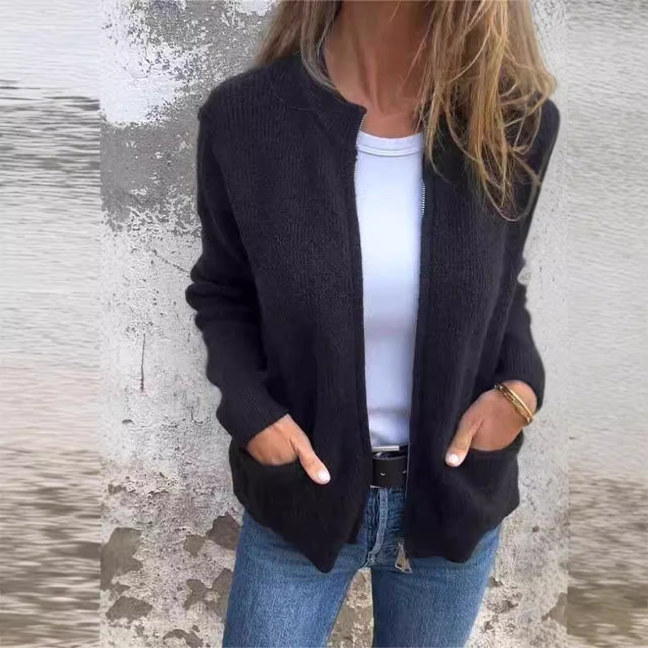 Gilet Maille Zippé Femme