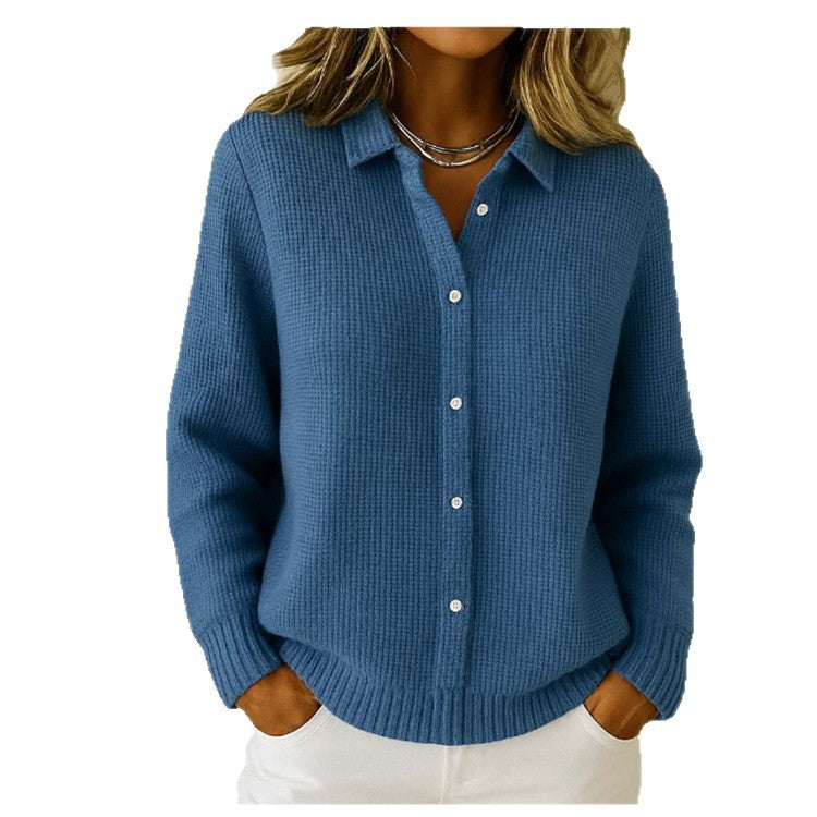 Pull Chemise Femme en Maille Douce à Boutons
